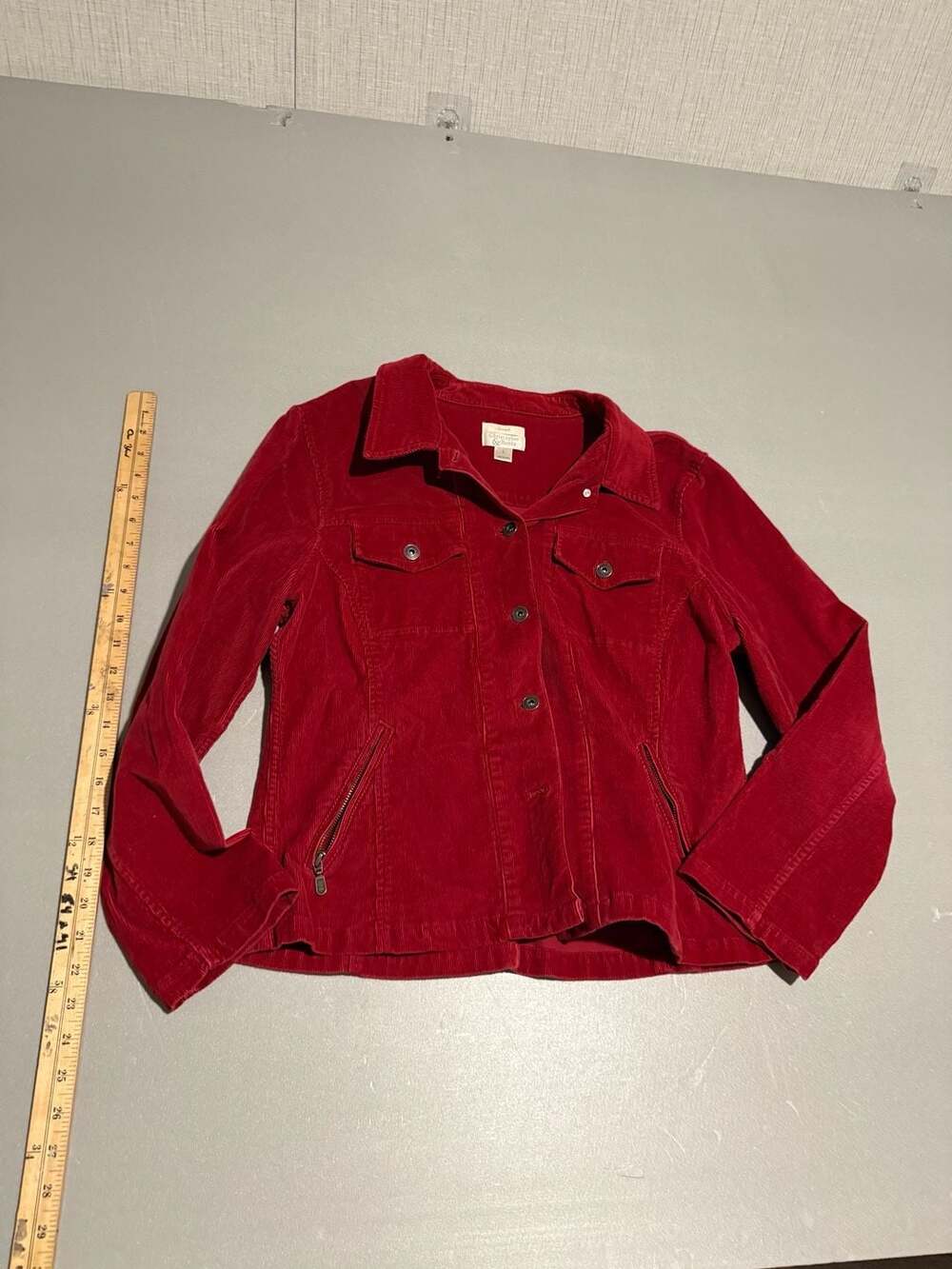 Christopher & Banks Corduroy Jacket Size L Red Stretch